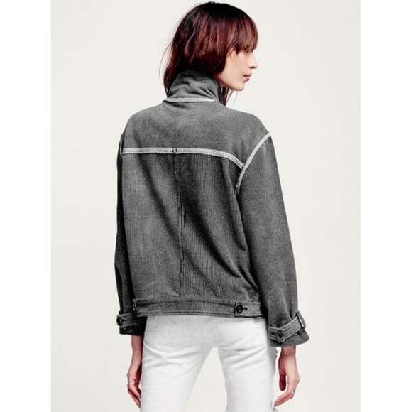 Free People Railroad Stripe Asymmetric Moto Jacket Size Medium Hit The Slopes - Picture 5 of 14